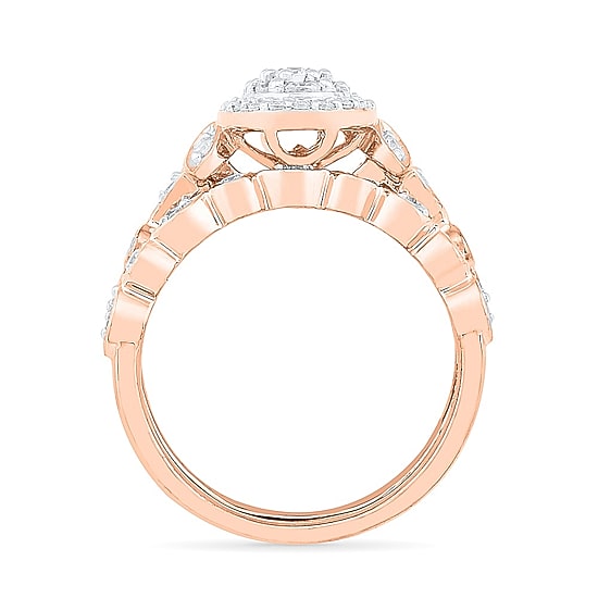 Womens 1/2 CT. T.W. Natural White Diamond 10K Gold Oval Bridal Set