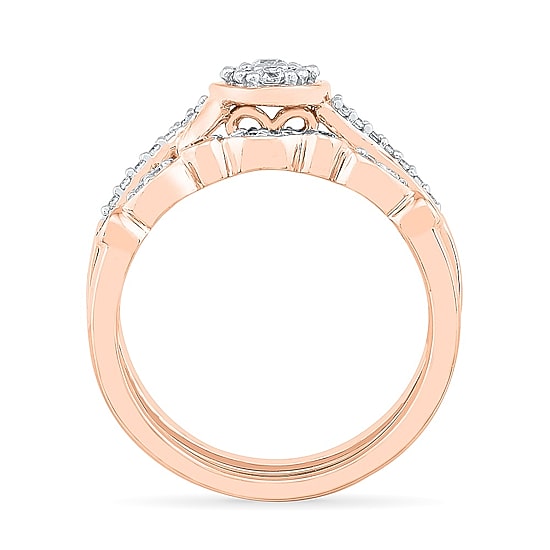 Womens 1/3 CT. T.W. Natural White Diamond 10K Gold Oval Bridal Set