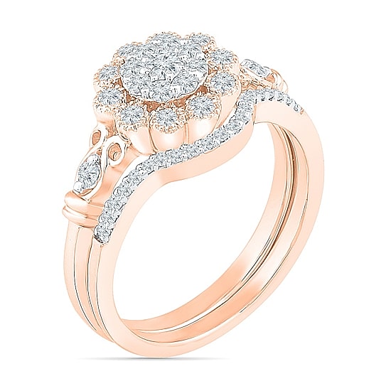 Womens 3/8 CT. T.W. Natural White Diamond 10K Gold Round Bridal Set
