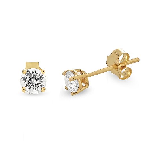 Womens Cubic Zirconia 18K Gold Over Silver Sterling Silver Ball 3 Pair Earring Set