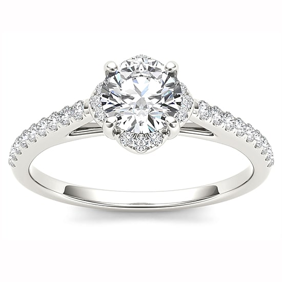 1 CT.T.W. Natural Round Diamond 14K Gold Engagement Ring