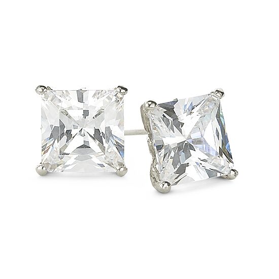 DiamonArt® Sterling Silver 2⅜ CT. T.W. Cubic Zirconia Stud Earrings  