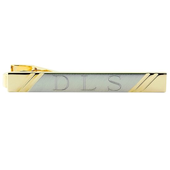 Engravable Two-Tone 22K Tie Bar