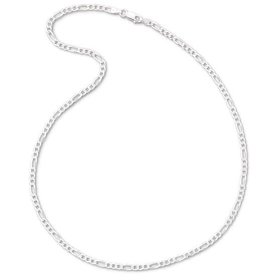 Made in Italy Womens Sterling Silver 20 Inch Figaro Chain Necklace