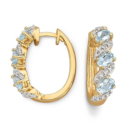 Genuine Sky Blue Topaz & Diamond-Accent Hoop Earrings