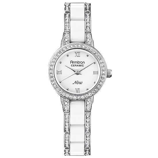 Armitron® Womens White Ceramic Crystal Watch
