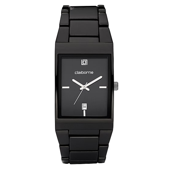 Claiborne Mens Black Ionic Plating Watch