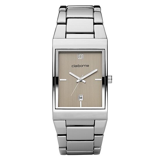 Claiborne Mens Silver-Tone Dress Watch