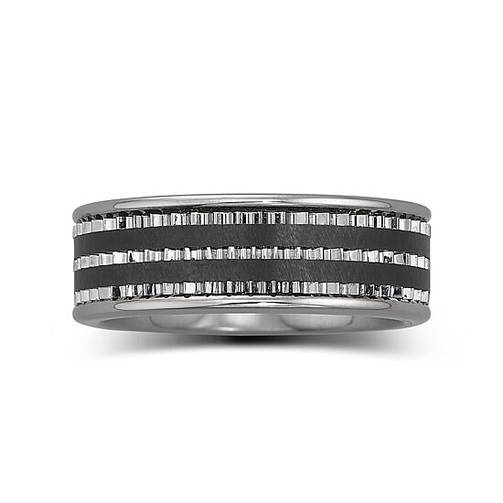  Men's 7.5mm Stainless Steel & Ceramic Band 
