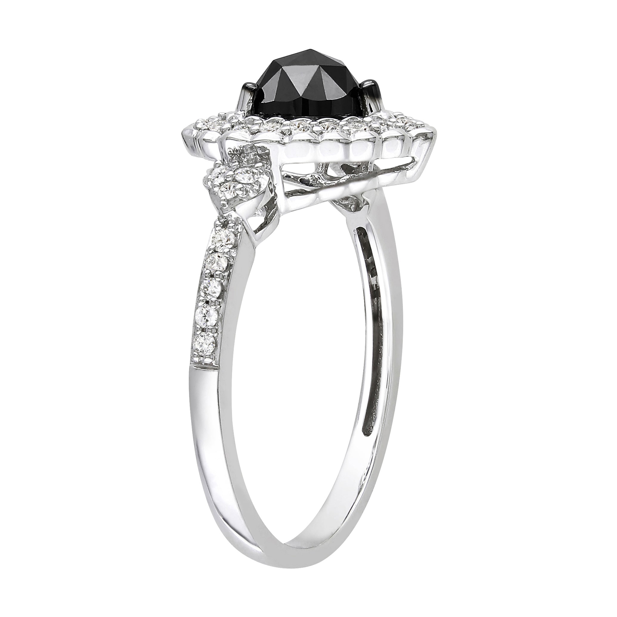 Midnight Black Diamond 1 CT.T.W. Color-Enhanced & Natural Heart Ring 10K White Gold