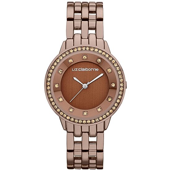 Liz Claiborne® Ladies Brown Watch with Crystals