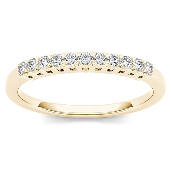 Womens 2MM 1/5 CT. Natural White Diamond 10K Gold Wedding Band