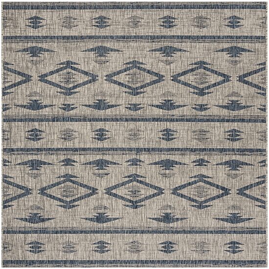 Safavieh Courtyard Collection Easton Geometric Indoor/Outdoor Square Area Rug