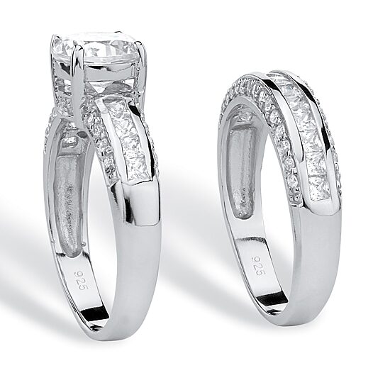 DiamonArt® Womens 3 1/4 CT. T.W. White Cubic Zirconia Platinum Over Silver Bridal Set