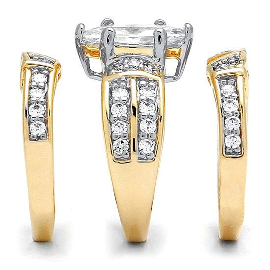 DiamonArt® Womens 3 CT. T.W. White Cubic Zirconia 18K Gold Over Silver Bridal Set