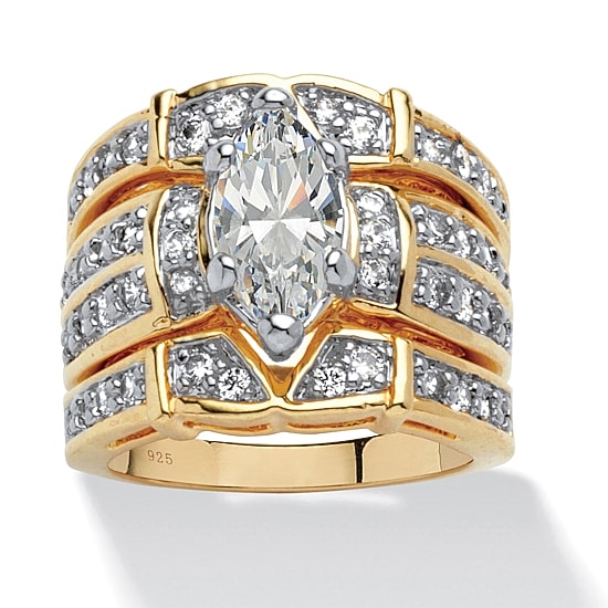 DiamonArt® Womens 3 CT. T.W. White Cubic Zirconia 18K Gold Over Silver Bridal Set