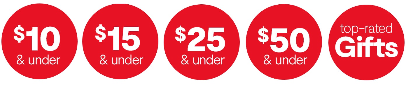 $10, 15, 25, 50 &  under. top rated gifts