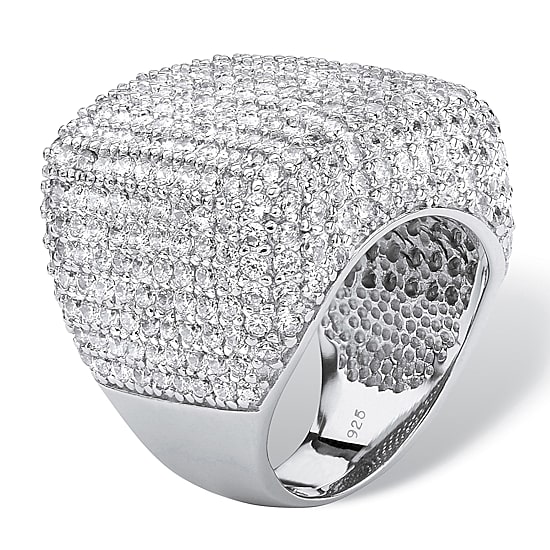 Womens Cubic Zirconia Sterling Silver Cocktail Ring