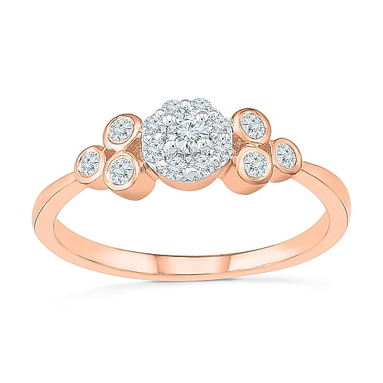 Promise My Love Womens 1/4 CT. T.W. Natural White Diamond 10K Gold Round Halo Promise Ring