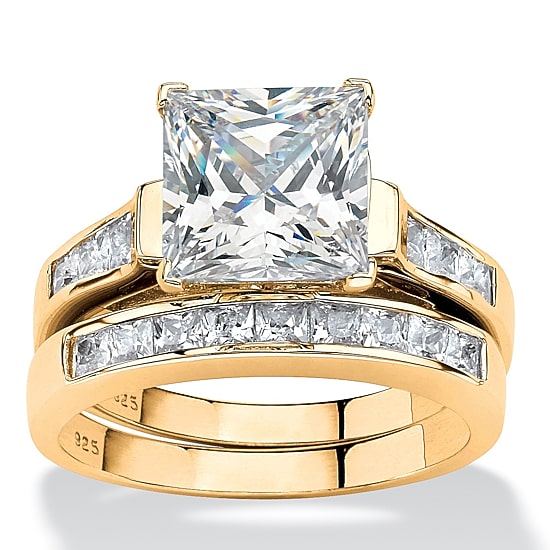 DiamonArt® Womens 2 3/4 CT. T.W. White Cubic Zirconia 14K Gold Over Silver Bridal Set
