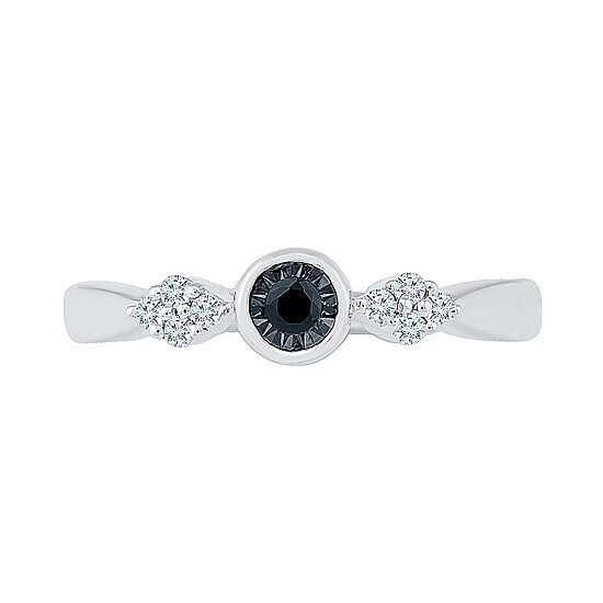Promise My Love Womens 1/8 CT. T.W. Natural Black Diamond Sterling Silver Round Promise Ring