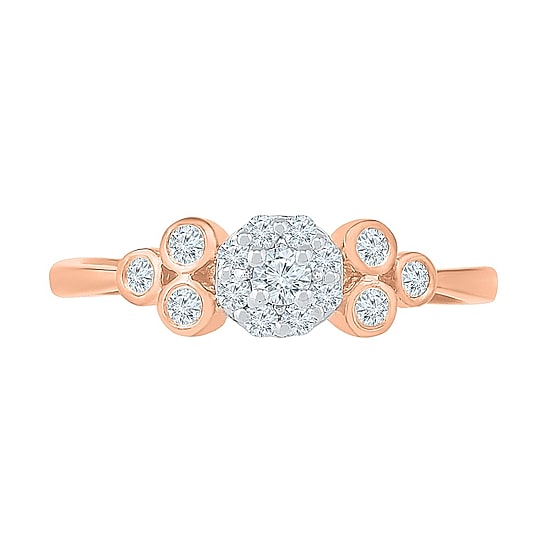 Promise My Love Womens 1/4 CT. T.W. Natural White Diamond 10K Gold Round Halo Promise Ring
