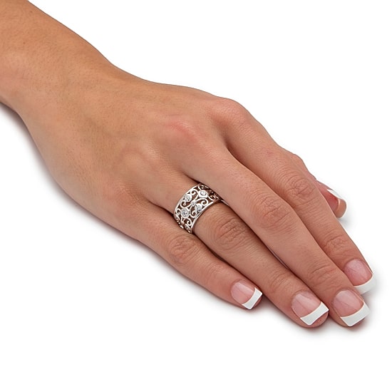 DiamonArt® Womens 1 CT. T.W. White Cubic Zirconia Sterling Silver Cocktail Ring