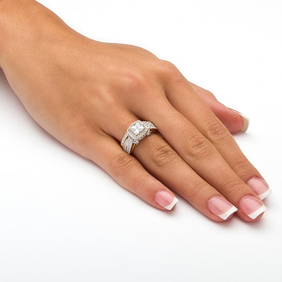 DiamonArt® Womens 1 3/4 CT. T.W. White Cubic Zirconia 18K Gold Over Silver Bridal Set