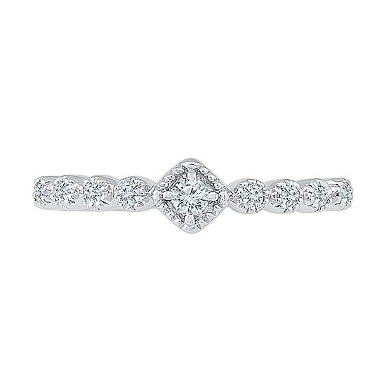 Promise My Love Womens 1/8 CT. T.W. Natural White Diamond Sterling Silver Round Side Stone Promise Ring