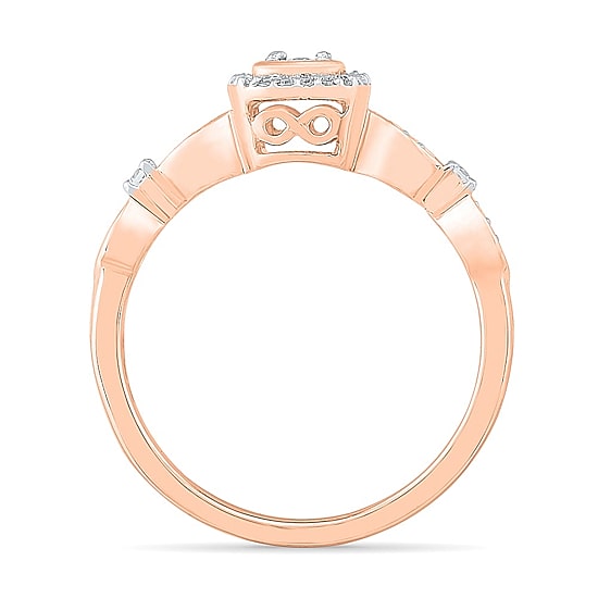 Promise My Love Womens 1/8 CT. T.W. Natural White Diamond 10K Gold Cushion Side Stone Promise Ring