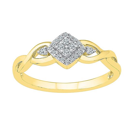 Womens 1/10 CT. T.W. Natural White Diamond 10K Gold Cushion Promise Ring
