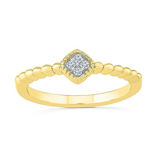 Promise My Love Womens Diamond Accent Natural White Diamond 10K Gold Cushion Promise Ring