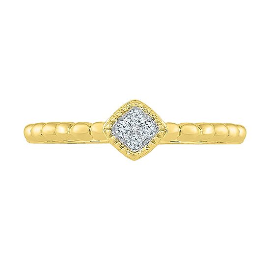 Promise My Love Womens Diamond Accent Natural White Diamond 10K Gold Cushion Promise Ring