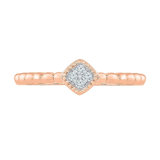 Promise My Love Womens Diamond Accent Natural White Diamond 10K Gold Cushion Promise Ring