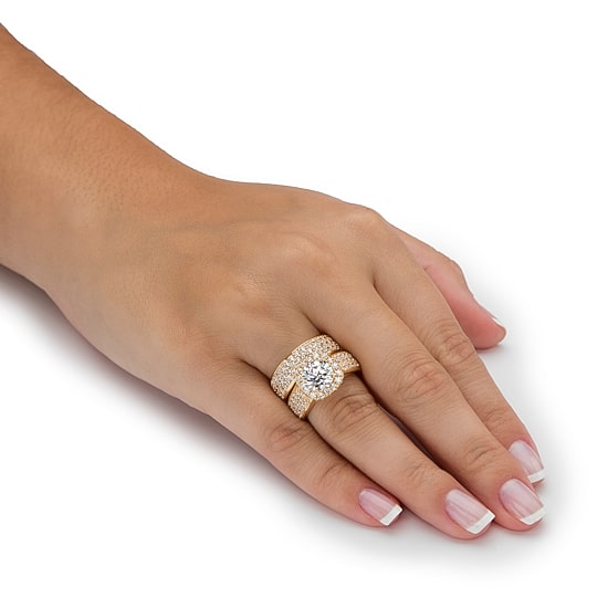 DiamonArt® Womens 4 1/2 CT. T.W. White Cubic Zirconia 14K Gold Over Silver Bridal Set