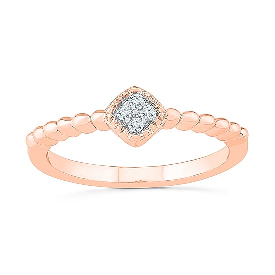 Promise My Love Womens Diamond Accent Natural White Diamond 10K Gold Cushion Promise Ring