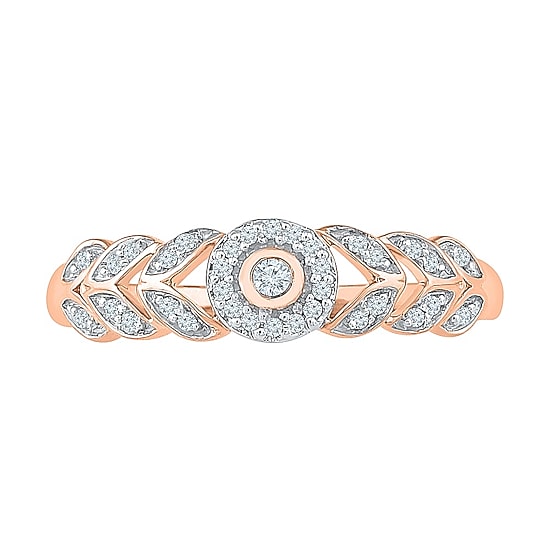 Womens 1/8 CT. T.W. Natural White Diamond 10K Gold Round Halo Promise Ring