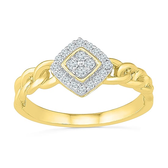 Promise My Love Womens 1/6 CT. T.W. Natural White Diamond 10K Gold Cushion Promise Ring