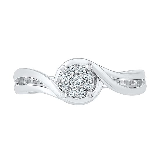 Promise My Love Womens 1/10 CT. T.W. Natural White Diamond Sterling Silver Round Halo Promise Ring