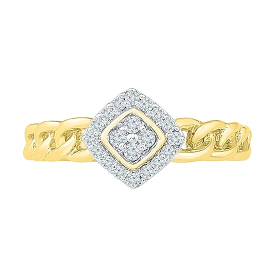 Promise My Love Womens 1/6 CT. T.W. Natural White Diamond 10K Gold Cushion Promise Ring