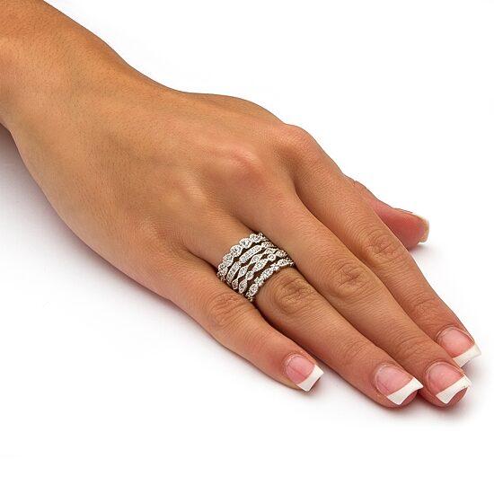 Womens 15MM 1 1/2 CT. T.W. Cubic Zirconia Pure Silver Over Brass Band