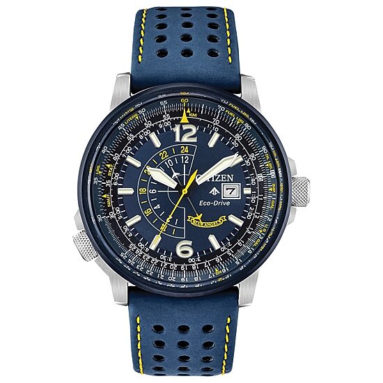 Citizen Promaster Nighthawk Mens Blue Leather Strap Watch Bj7007-02l