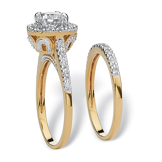 Womens 1 3/4 CT. T.W. Cubic Zirconia 18K Gold Over Brass Bridal Set