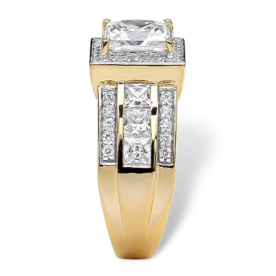 DiamonArt® Womens 3 CT. T.W. White Cubic Zirconia 18K Gold Over Silver Engagement Ring