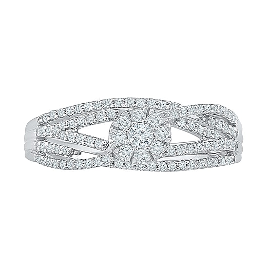 Promise My Love Womens 1/3 CT. T.W. Natural White Diamond 10K Gold Round Promise Ring