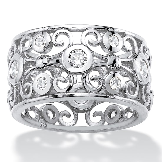 DiamonArt® Womens 1 CT. T.W. White Cubic Zirconia Sterling Silver Cocktail Ring