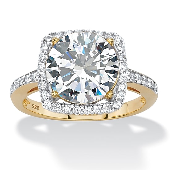 DiamonArt® Womens 4 1/4 CT. T.W. White Cubic Zirconia 14K Gold Over Silver Cocktail Ring