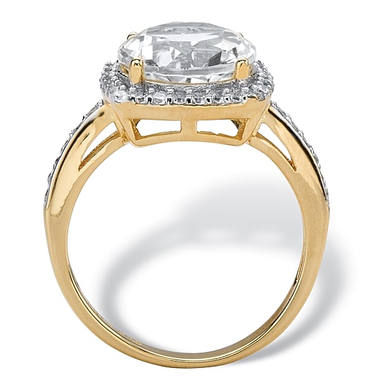 DiamonArt® Womens 4 1/4 CT. T.W. White Cubic Zirconia 14K Gold Over Silver Cocktail Ring