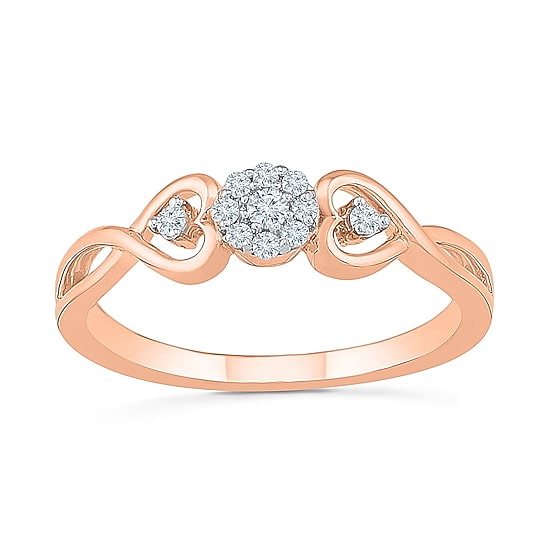 Womens 1/10 CT. T.W. Natural White Diamond 10K Gold Round Promise Ring
