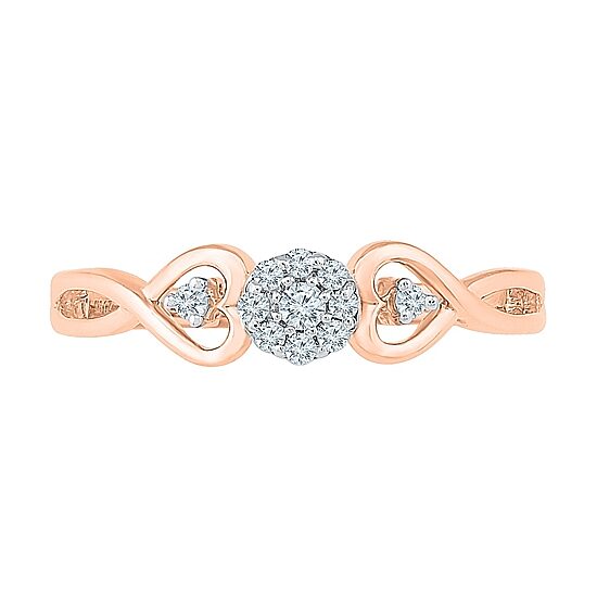 Womens 1/10 CT. T.W. Natural White Diamond 10K Gold Round Promise Ring